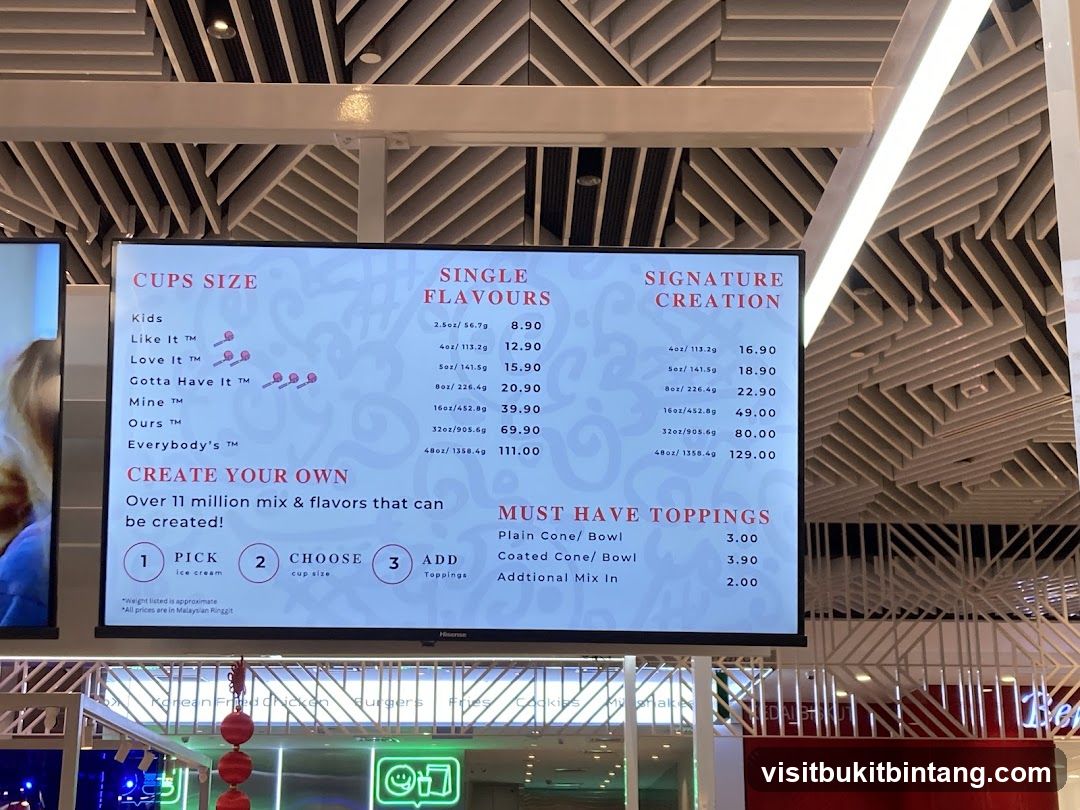 Ice Cream Menu