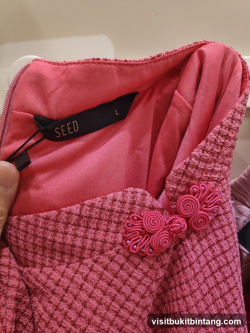 Pink Textured Dress with Chinese Frog Closures