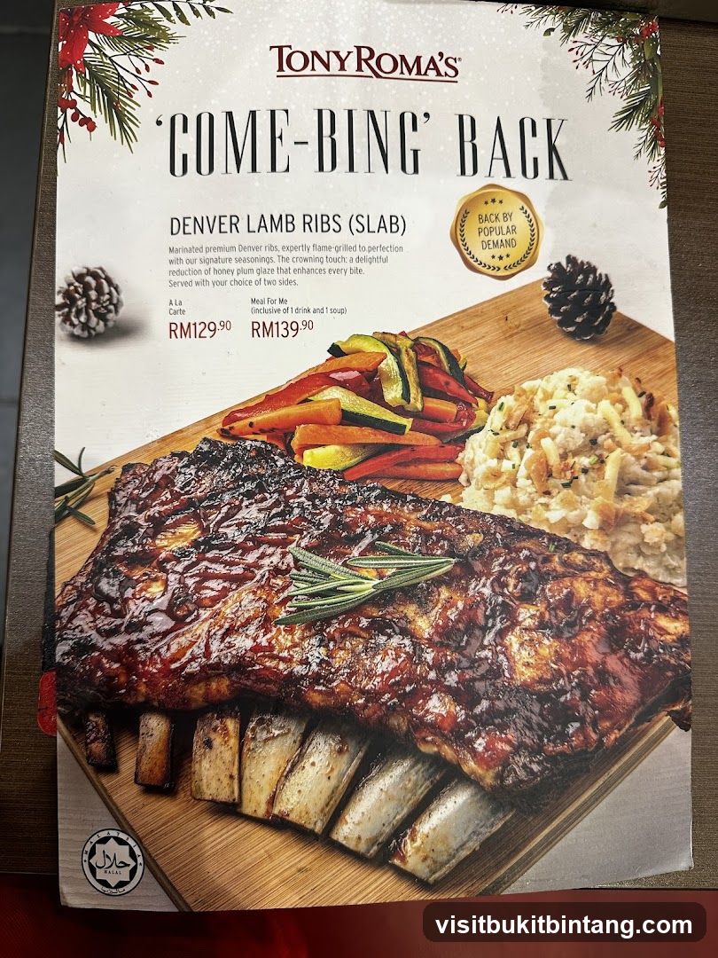 Tony Roma's Come-Bing Back Denver Lamb Ribs