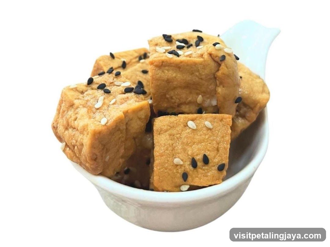 Sesame Tofu Cubes in a Bowl
