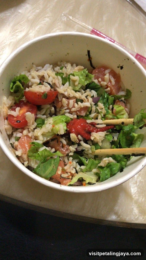 Bowl of Rice Salad with Vegetables and Meat