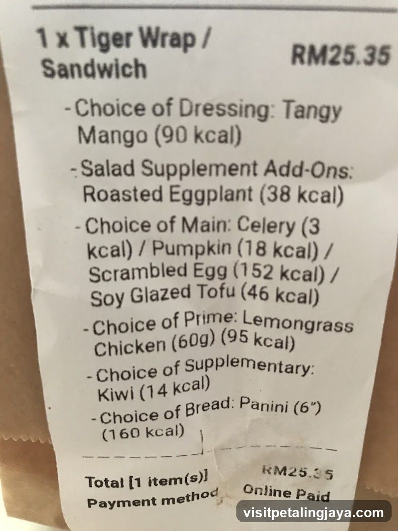 Tiger Wrap Receipt