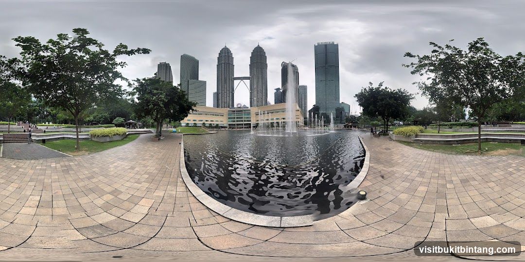 Park with Fountain and Skyscrapers