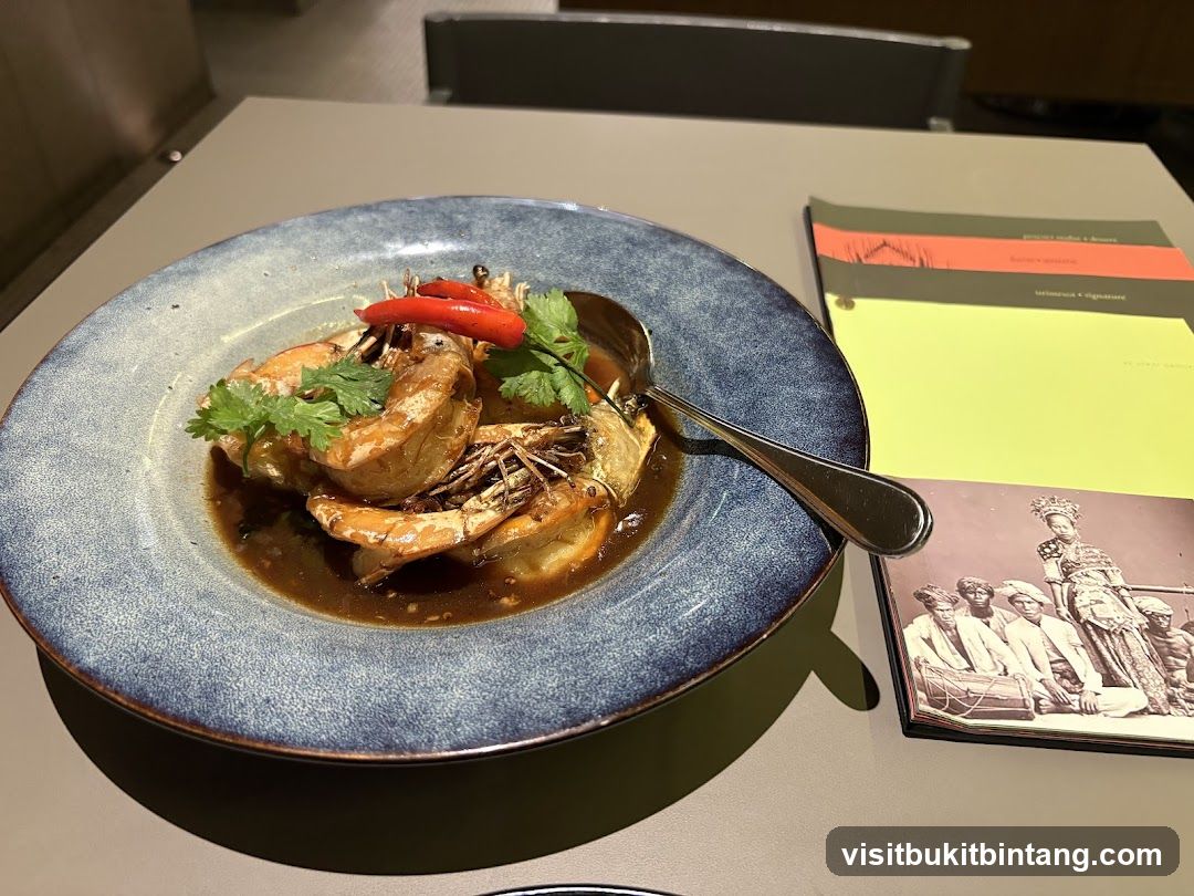 Prawn Dish with Menu and Historical Photo