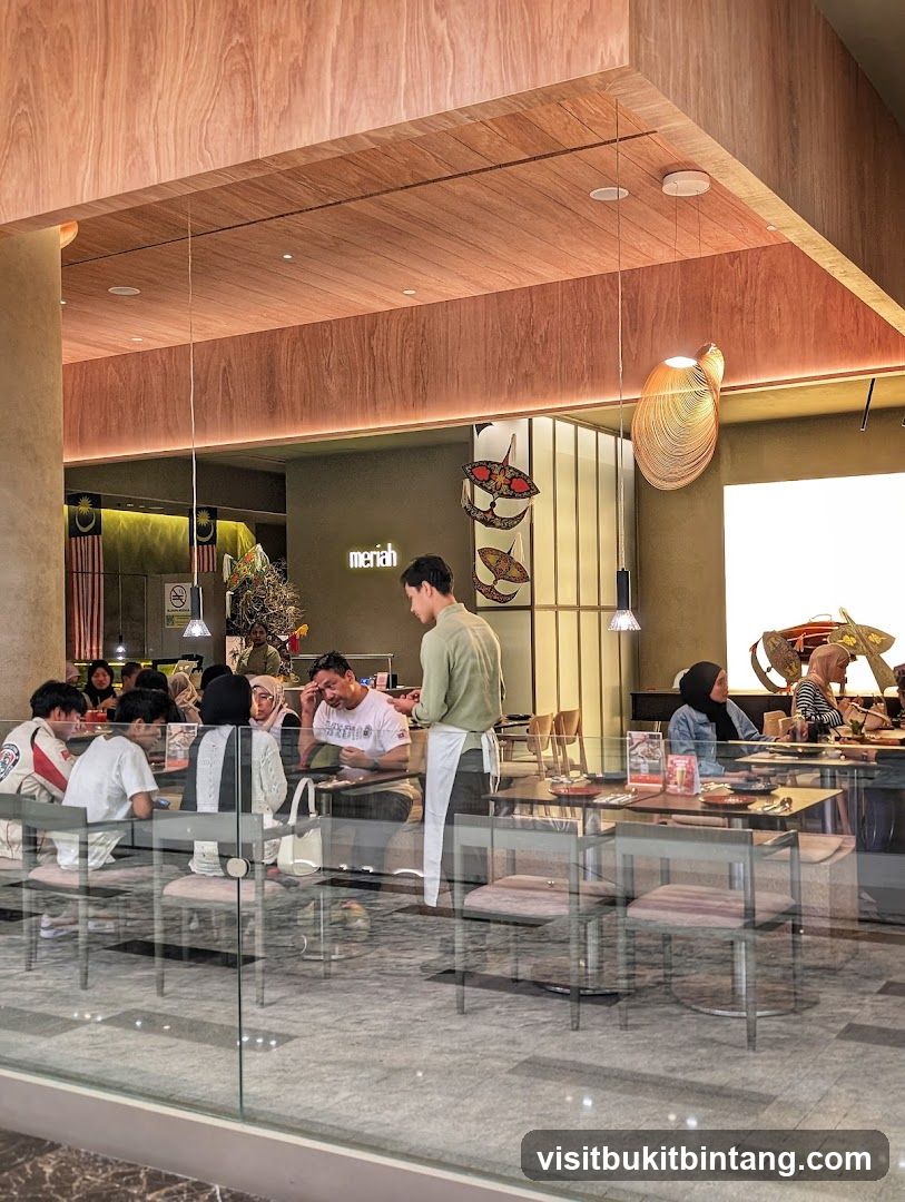 Interior of a restaurant with diners