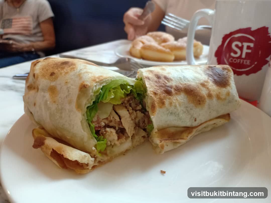 Chicken Wrap and Coffee Mug