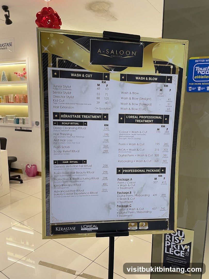 A-Saloon Prestige Menu