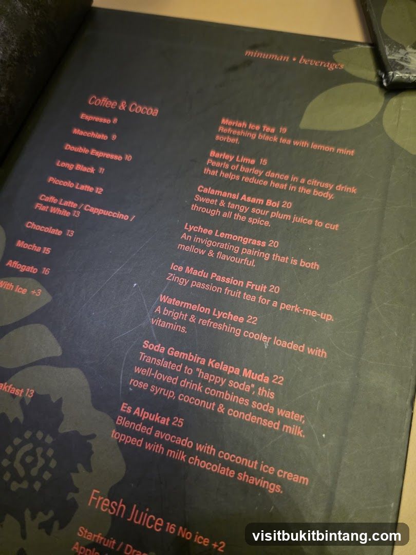 Beverages Menu