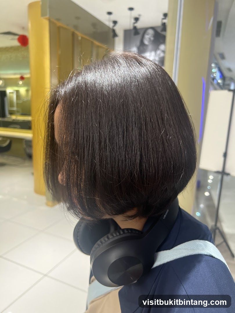 Woman with Bob Haircut and Headphones