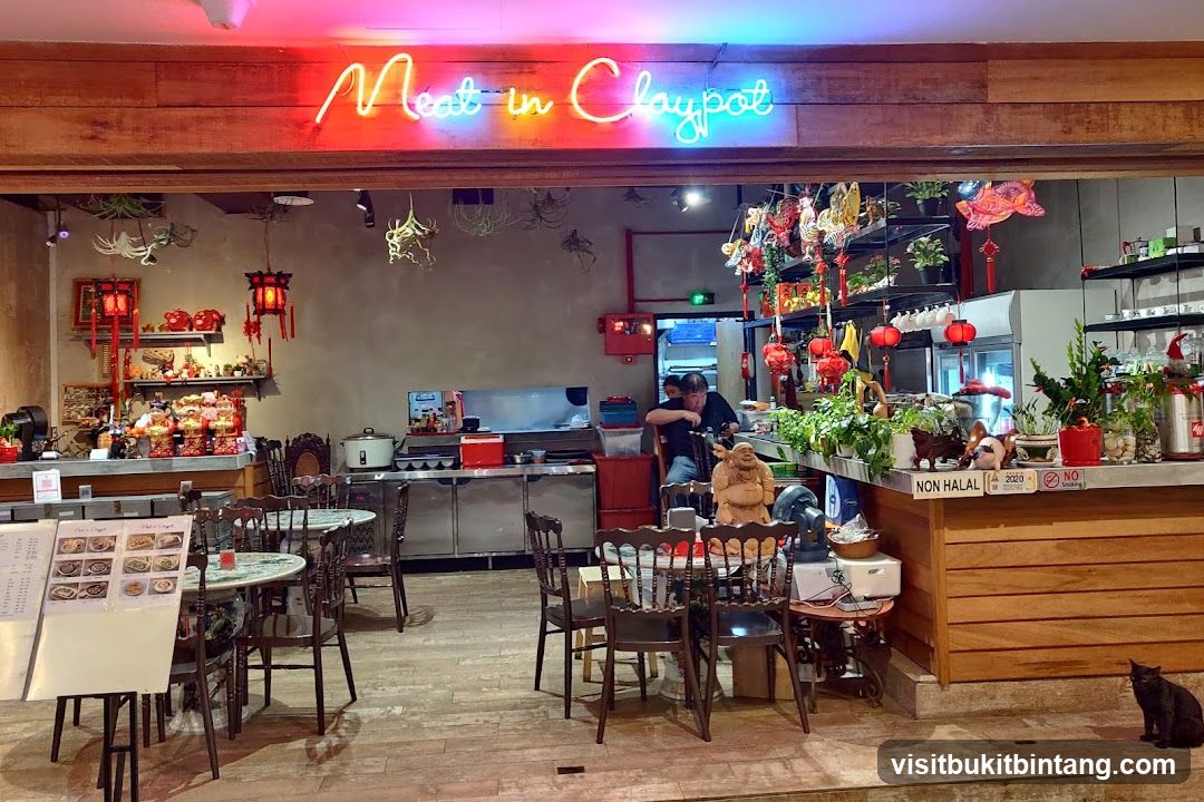 Restaurant Interior with Neon Sign