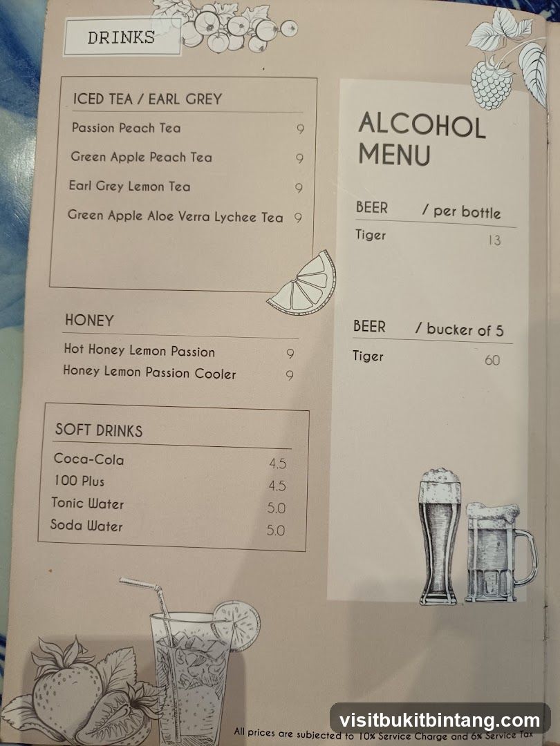 Drinks and Alcohol Menu