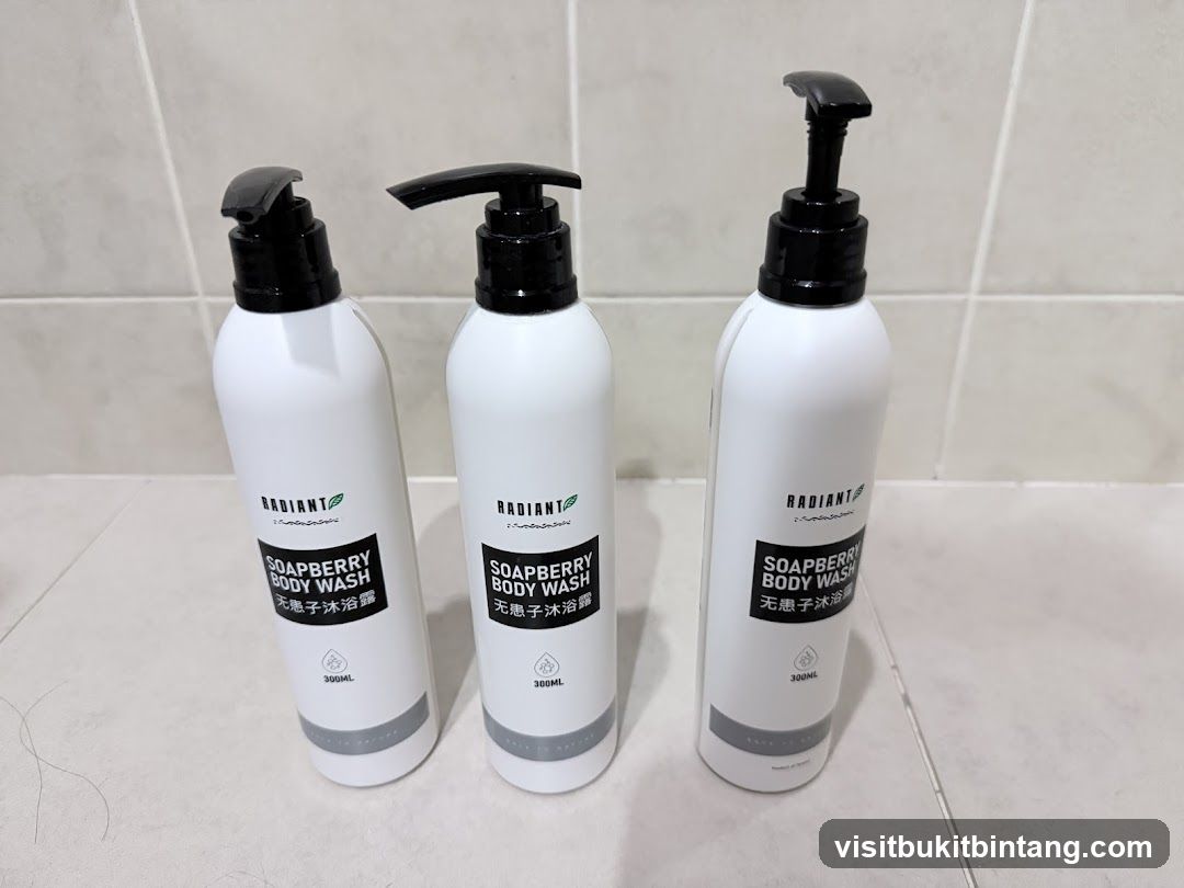 Three bottles of Radiant Soapberry Body Wash