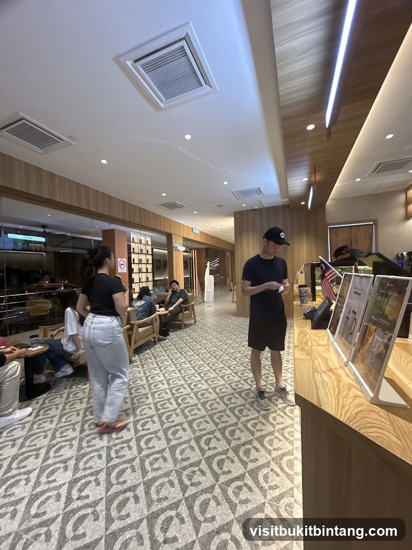 Interior of a cafe with customers