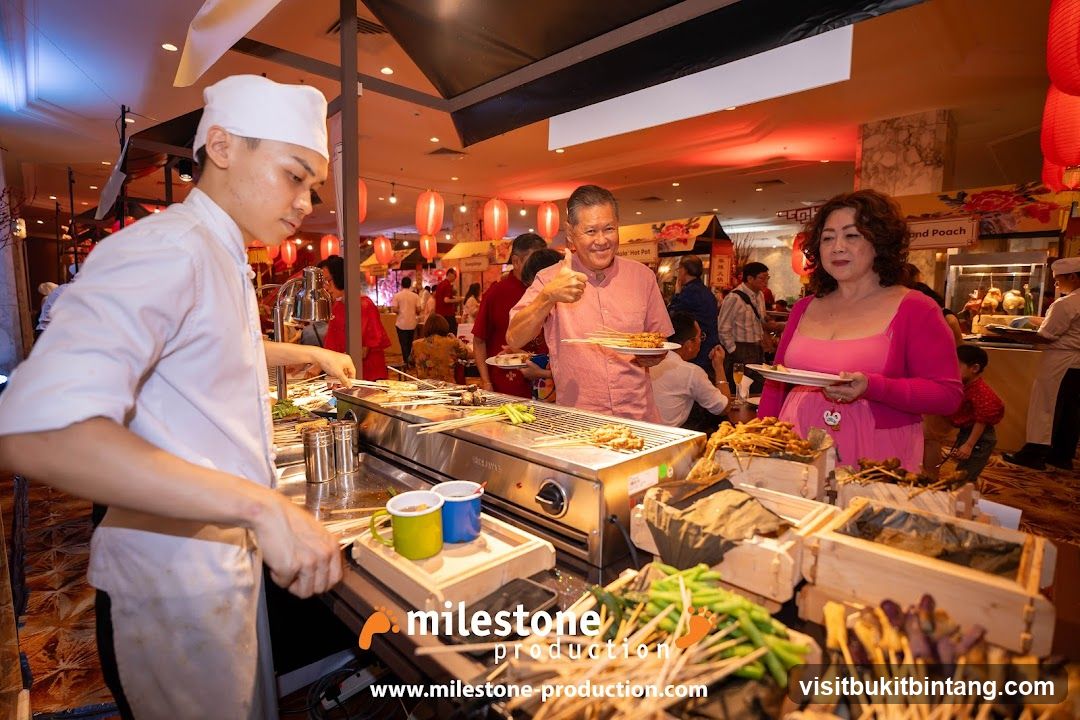Buffet with grilled skewers