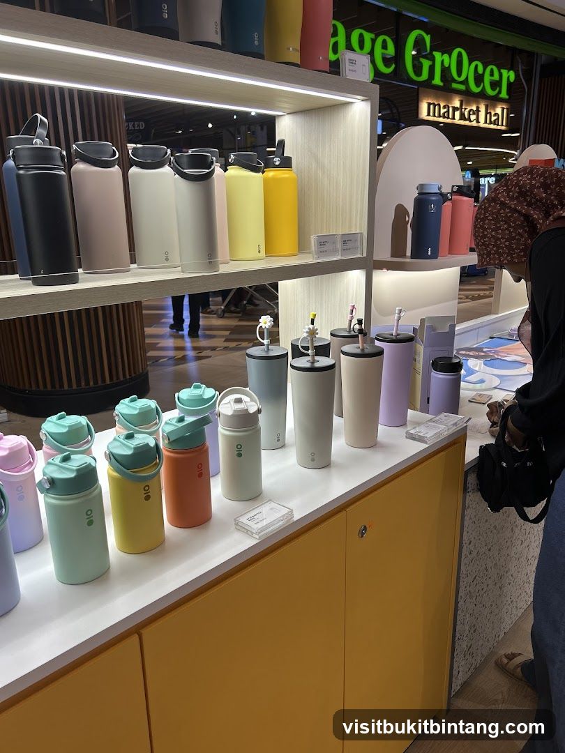 Colorful Water Bottles on Display