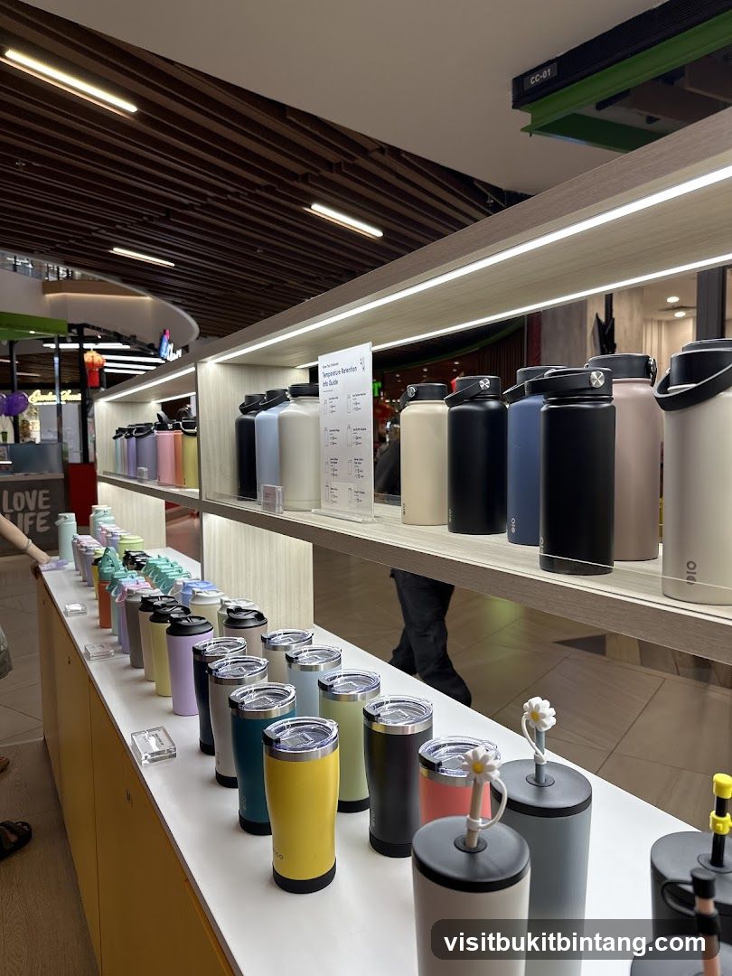 Display of Water Bottles and Tumblers