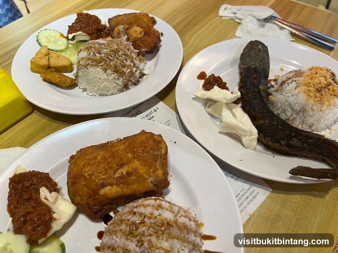 Three plates of food