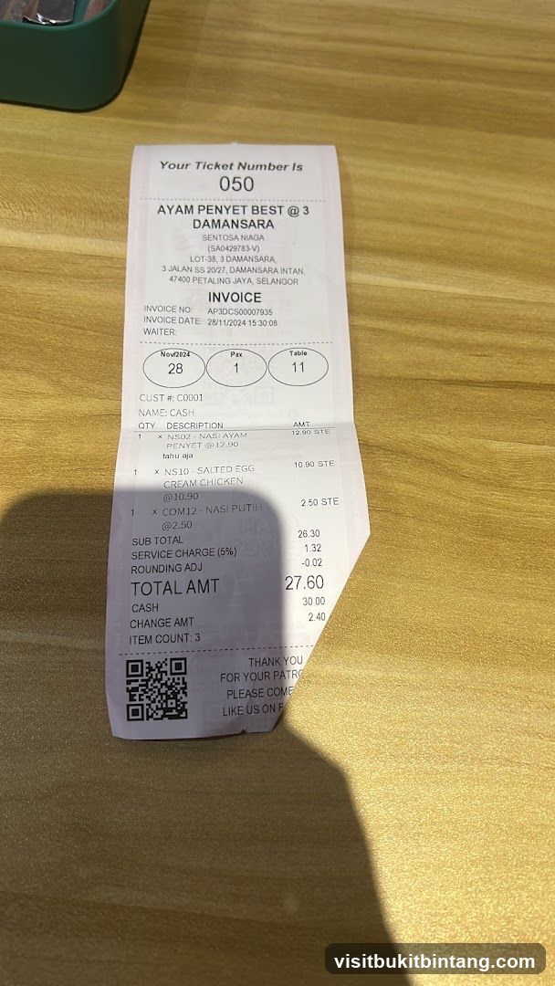 Receipt from Ayam Penyet Best