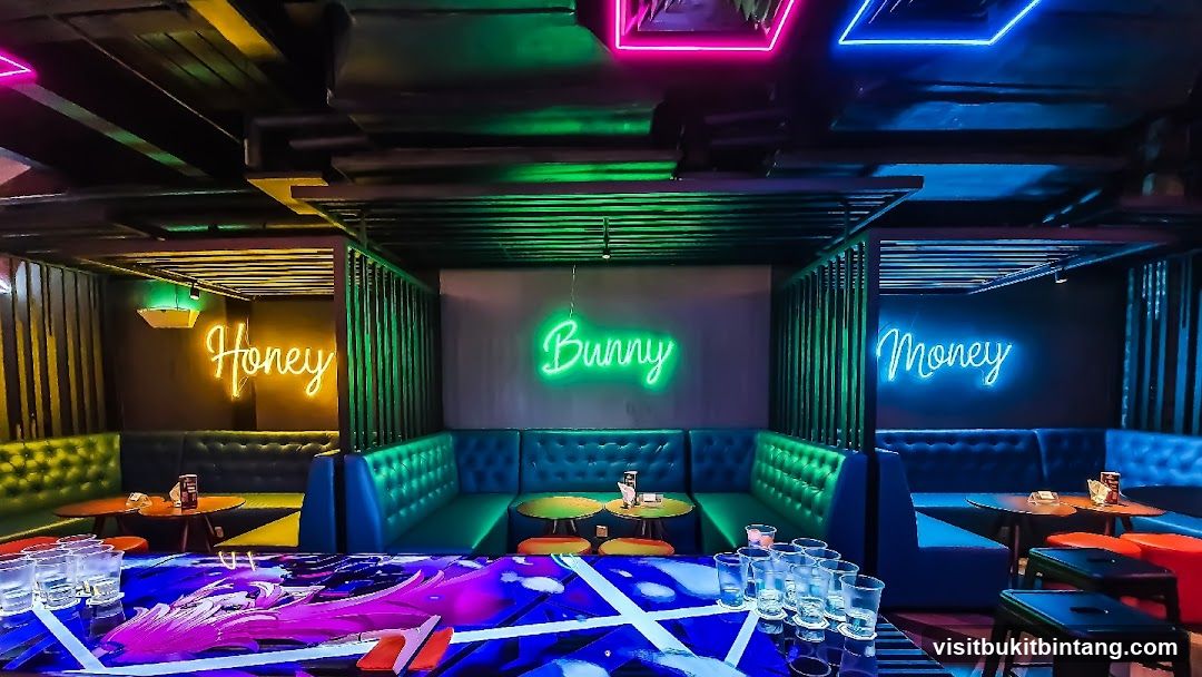 Bar Interior with Neon Signs