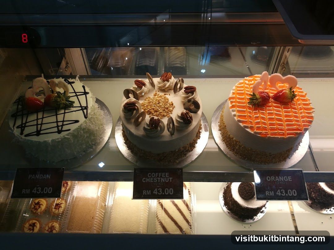 Cakes in a Display Case