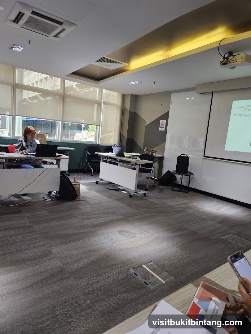 Classroom with projector screen