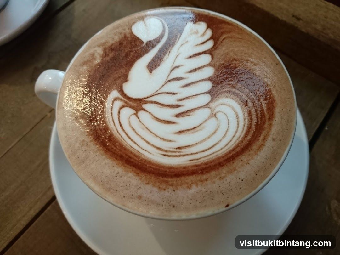 Latte art with swan design