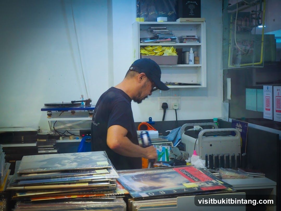 Man browsing records