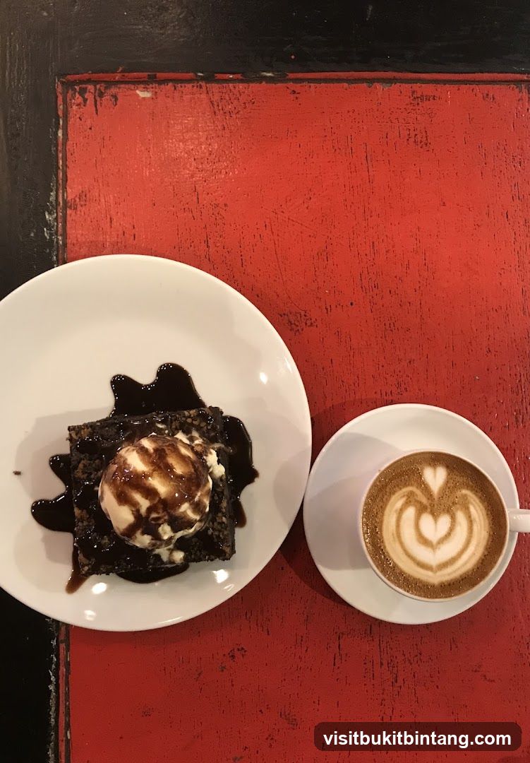 Brownie with Ice Cream and Latte