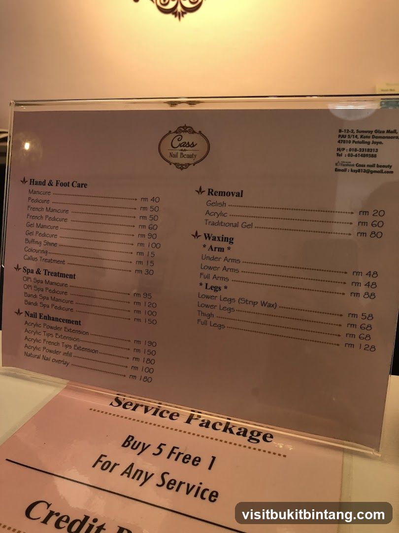 Cass Nail Beauty Menu