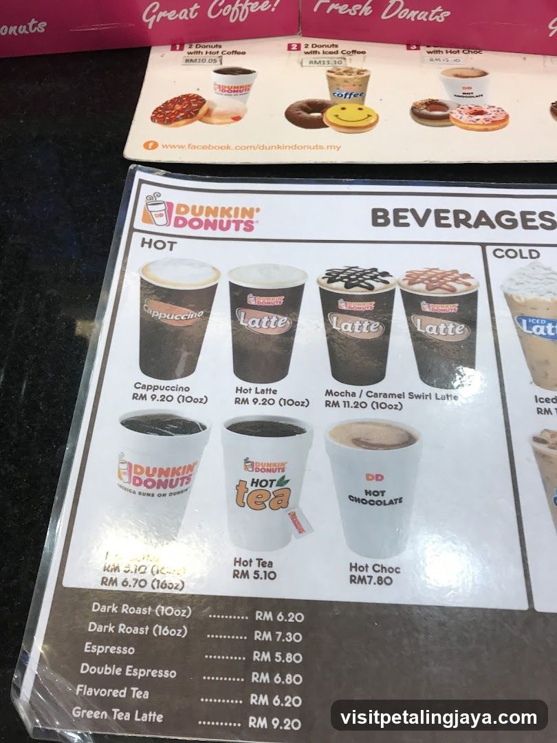 Dunkin' Donuts Beverages Menu