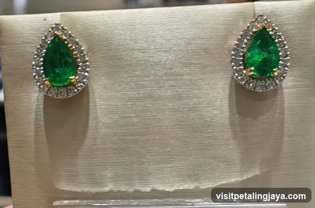Emerald and Diamond Earrings Display