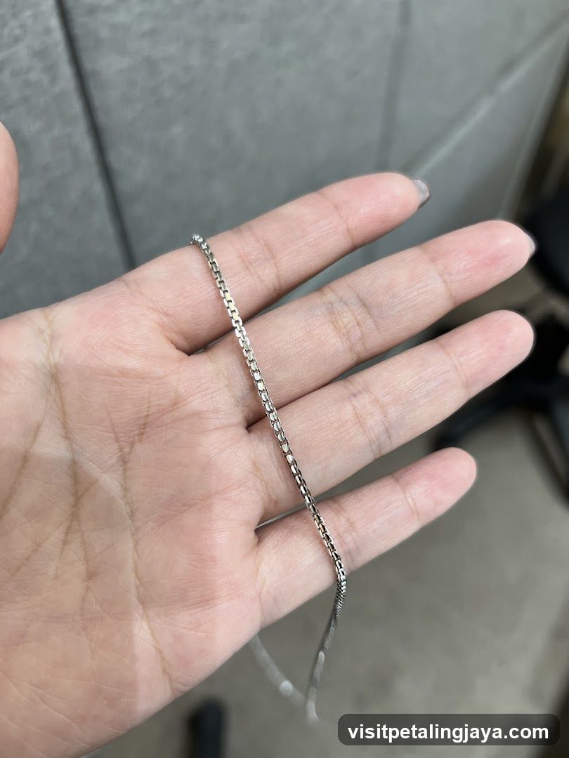 Silver Chain Necklace in Hand