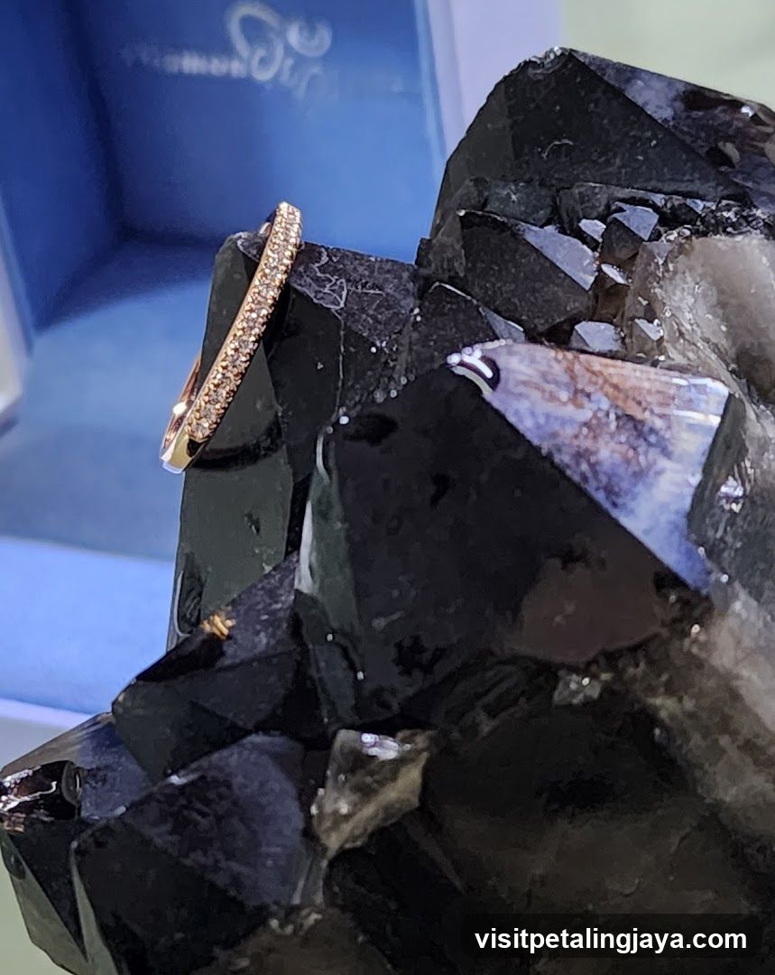Ring on Black Crystal Cluster
