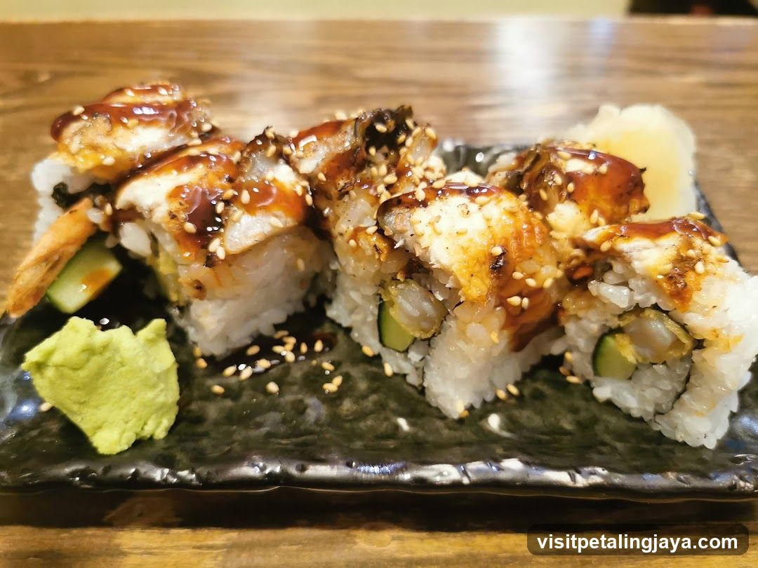 Eel Sushi Roll with Wasabi and Ginger