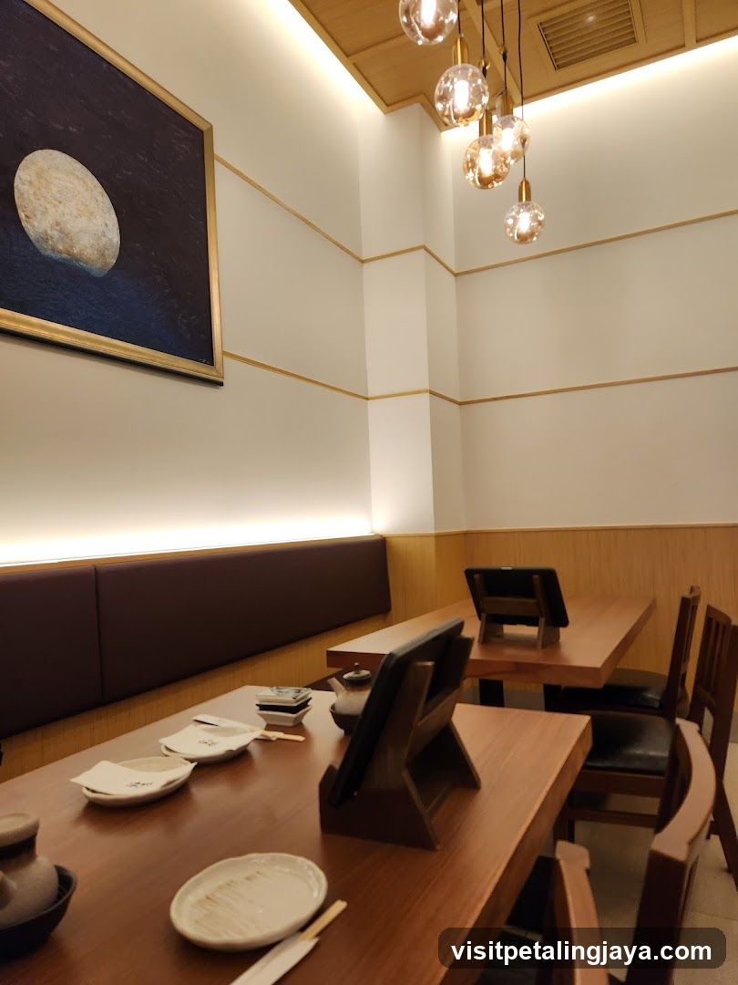 Restaurant Interior with Moon Artwork