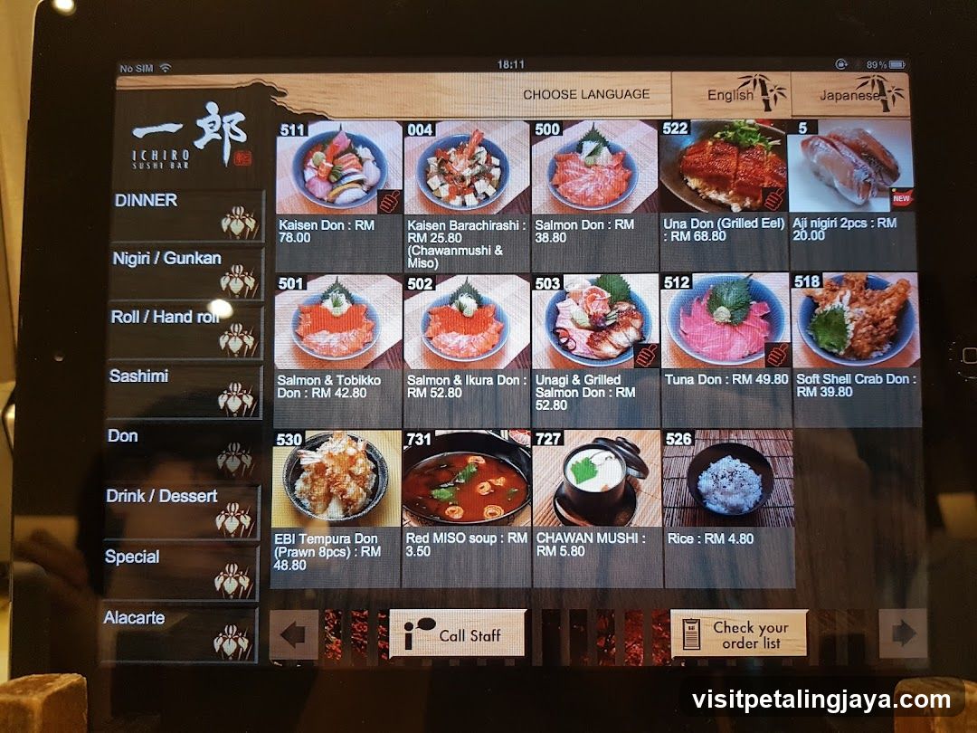 Ichiro Sushi Bar Menu
