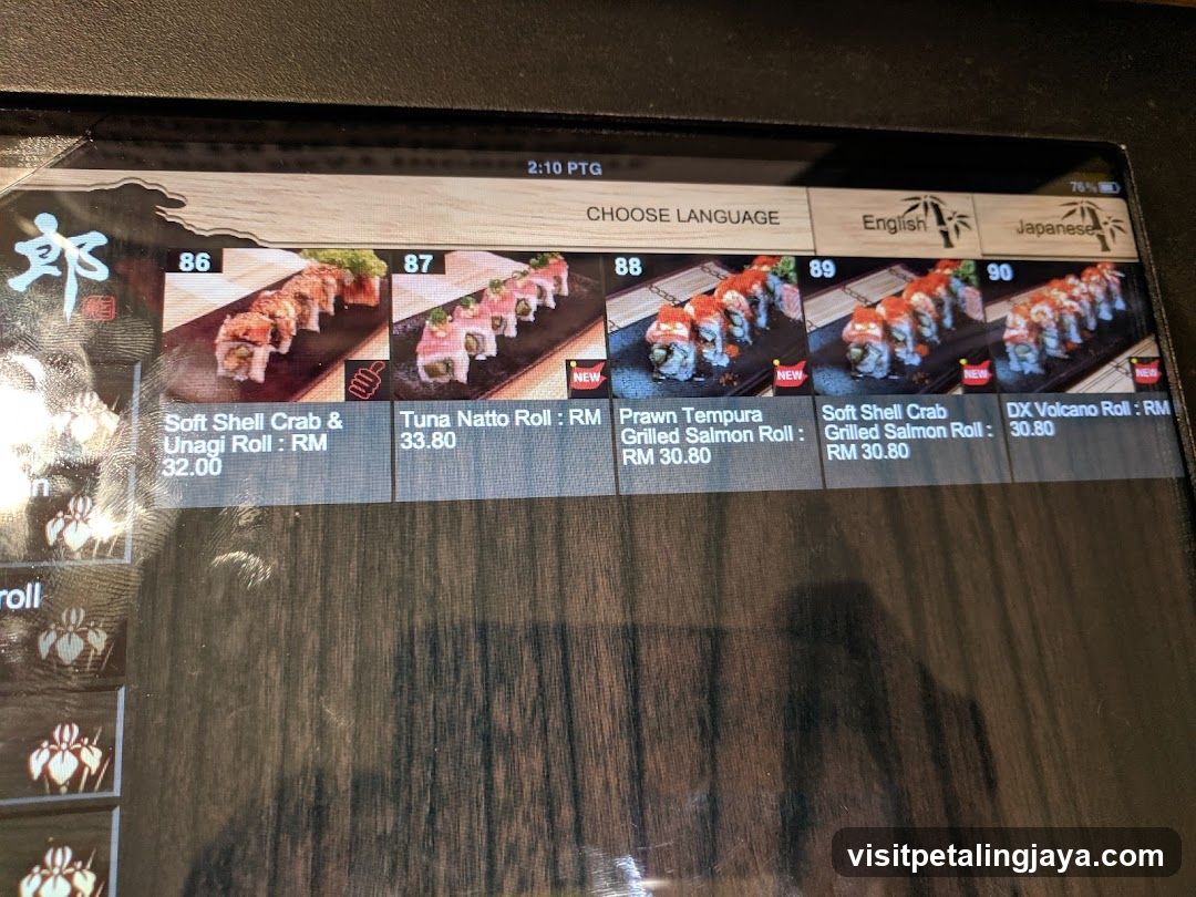 Sushi Menu Display