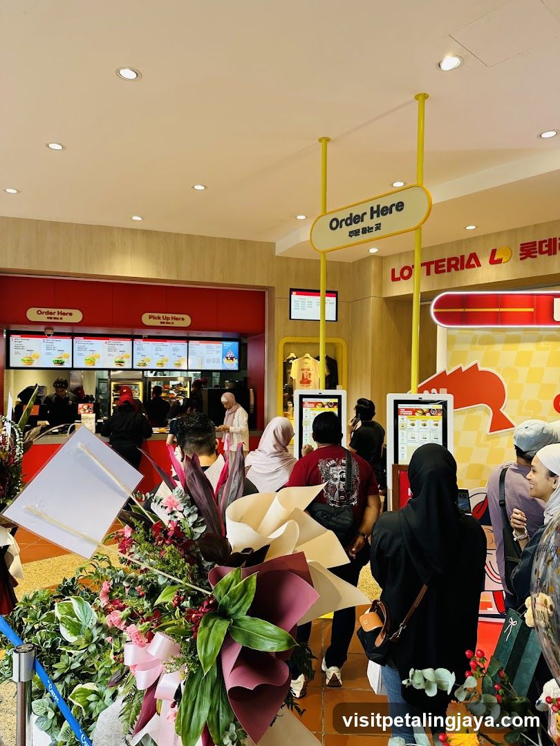 Food Court Interior with Order Counter and Floral Display