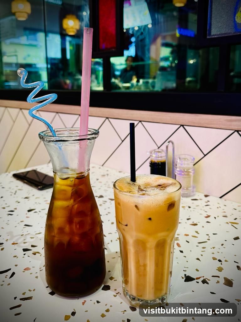 Two drinks on a table