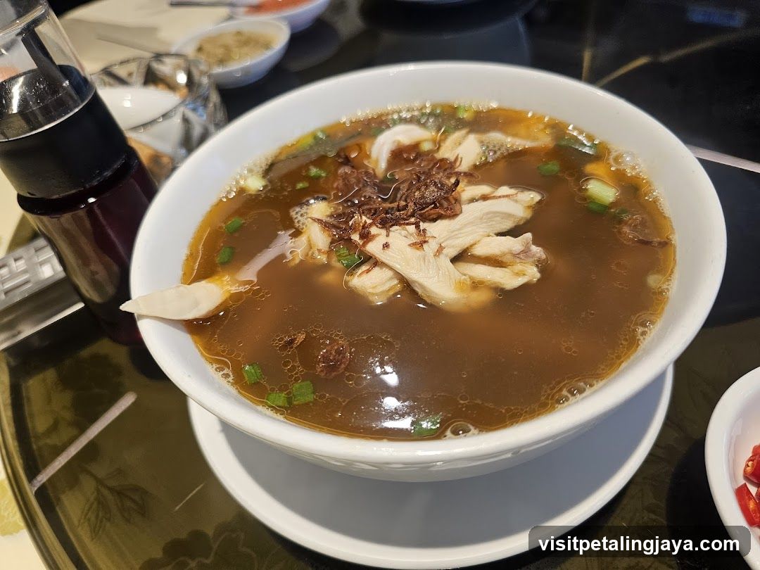Bowl of Chicken Soup with Fried Shallots and Green Onions