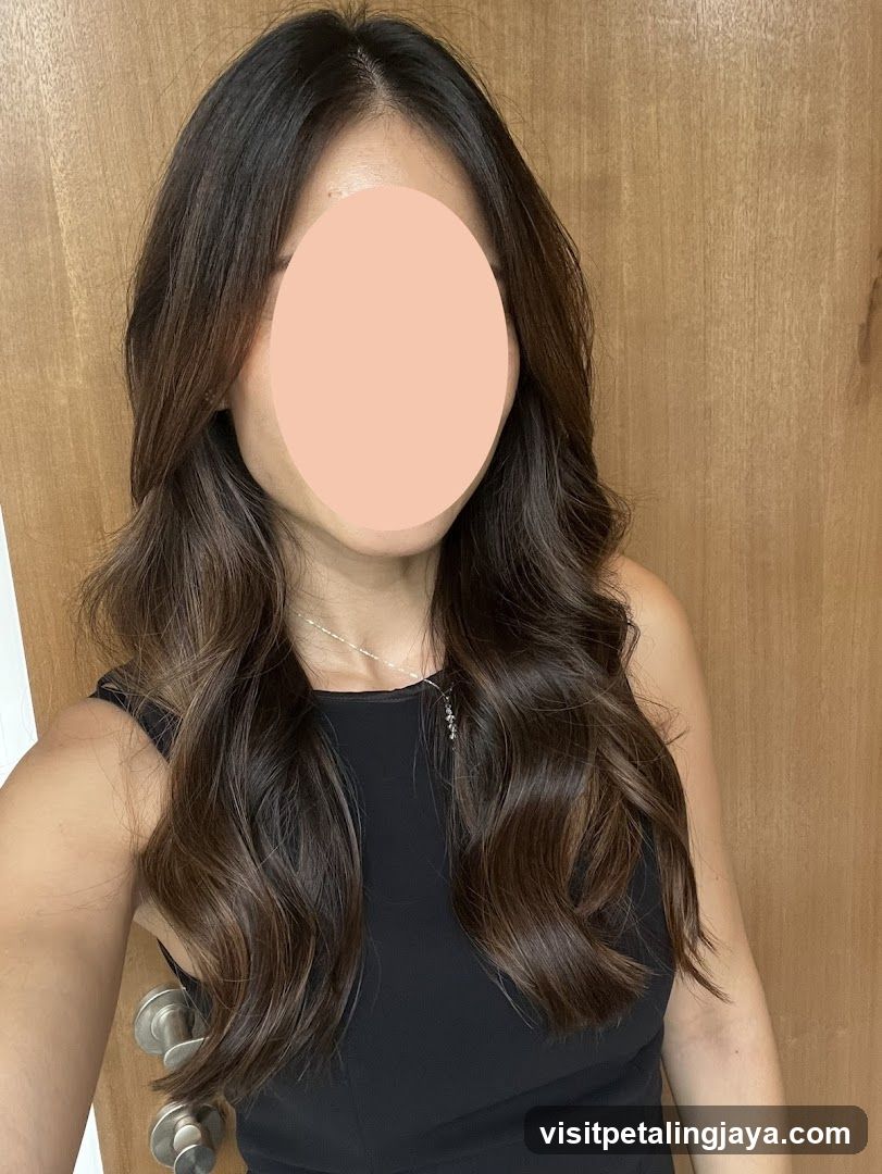 Woman with long wavy hair