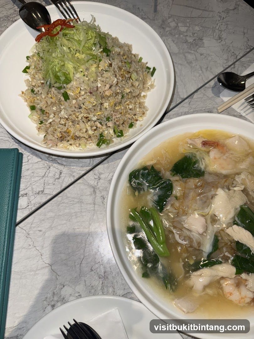 Two dishes of food on a table