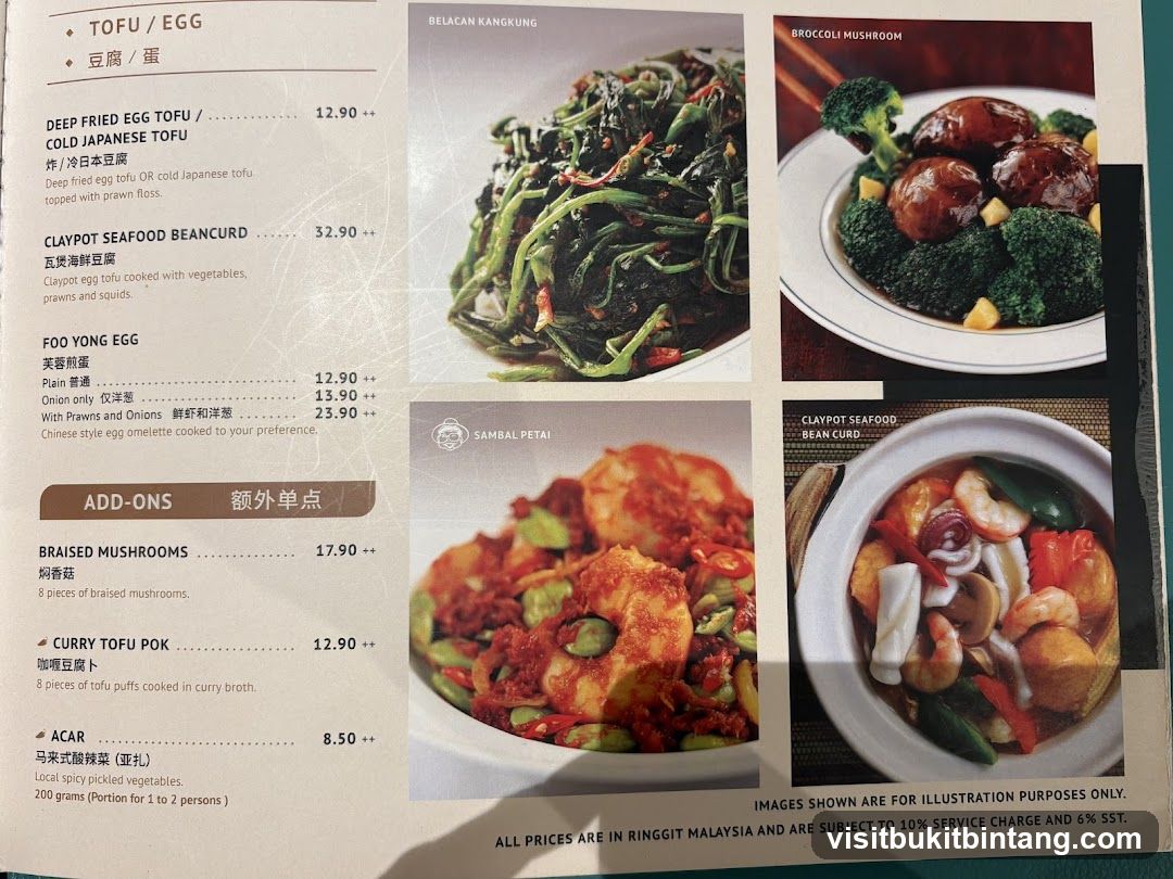 Tofu/Egg Menu