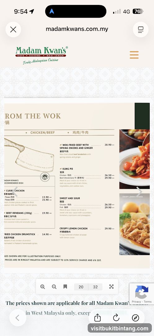 Madam Kwan's Menu