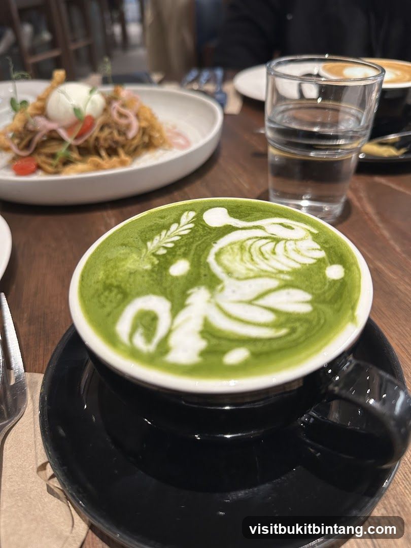 Matcha latte with latte art