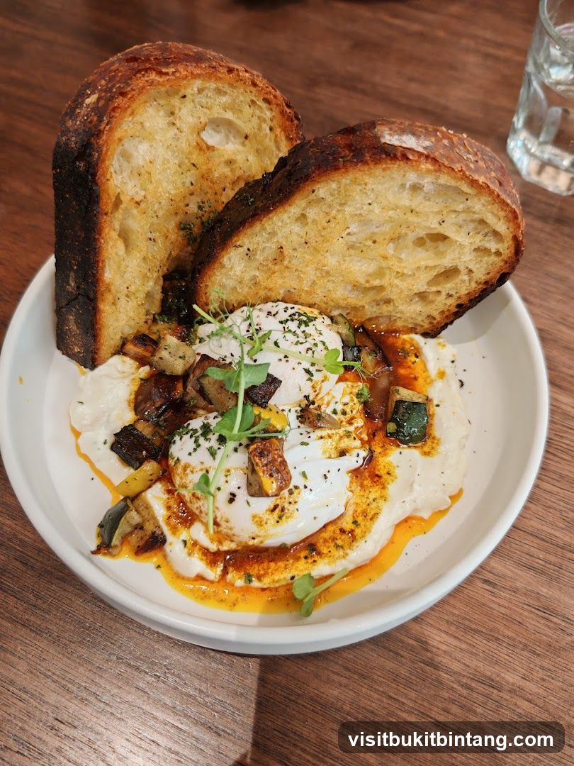 Poached Eggs with Vegetables and Toast