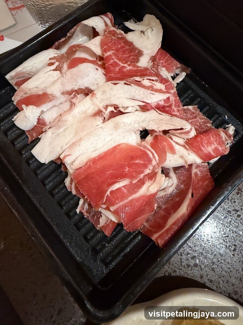 Raw Meat Slices on Grill Tray