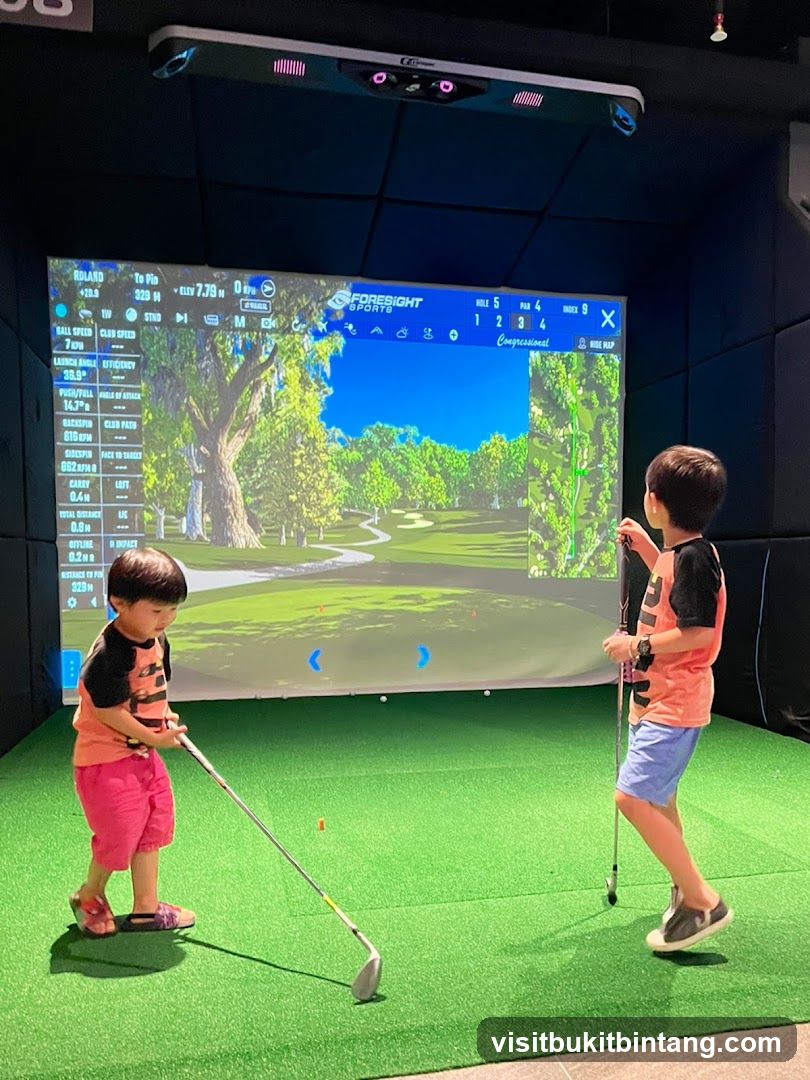 Children playing virtual golf