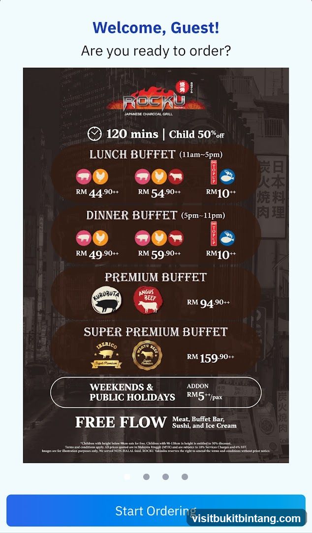ROCKU Japanese Charcoal Grill Menu