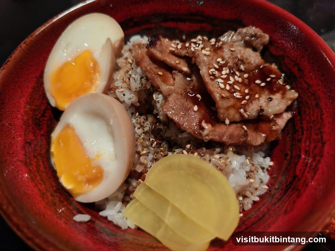 Rice bowl with meat and eggs
